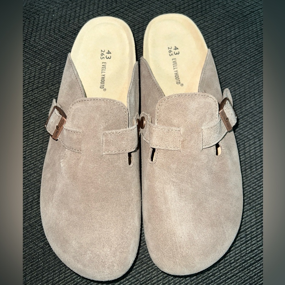 Evellyhootd Barton Closed Round Toe Suede Cork Clogs Beige Size 10 (43)